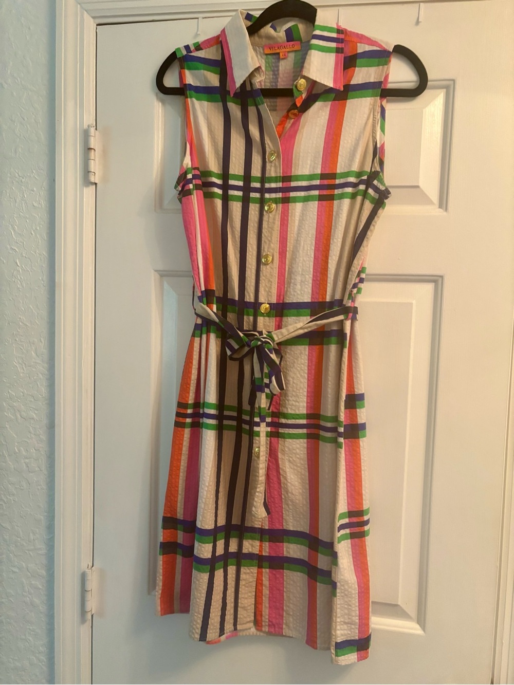 Vilagallo Multicolor Striped Sleeveless Shirt Dress 10/12